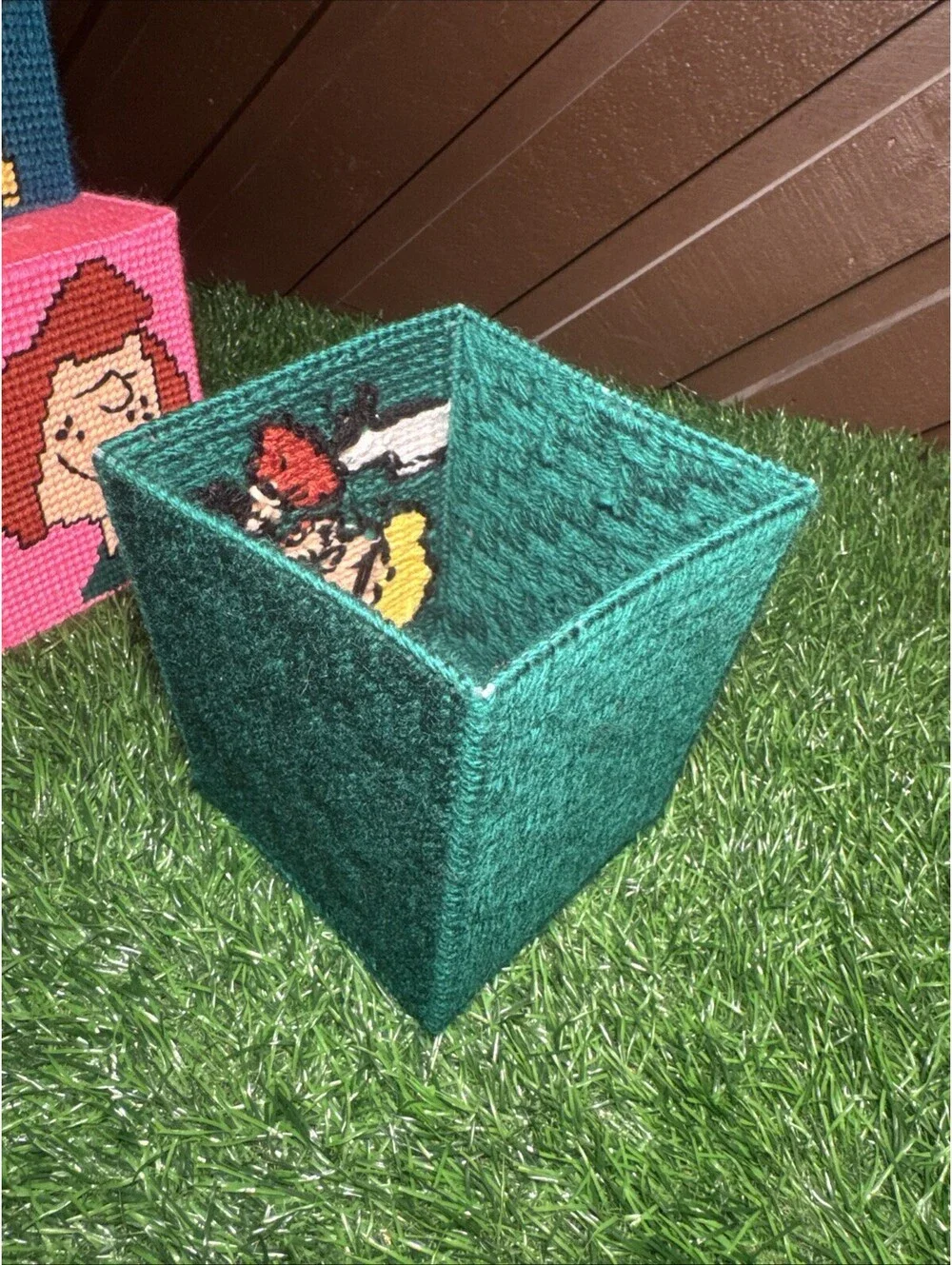 Vtg Peanuts Plastic Canvas Tissue Box Covers Lot of 8 Charlie Brown Snoopy Lucy
